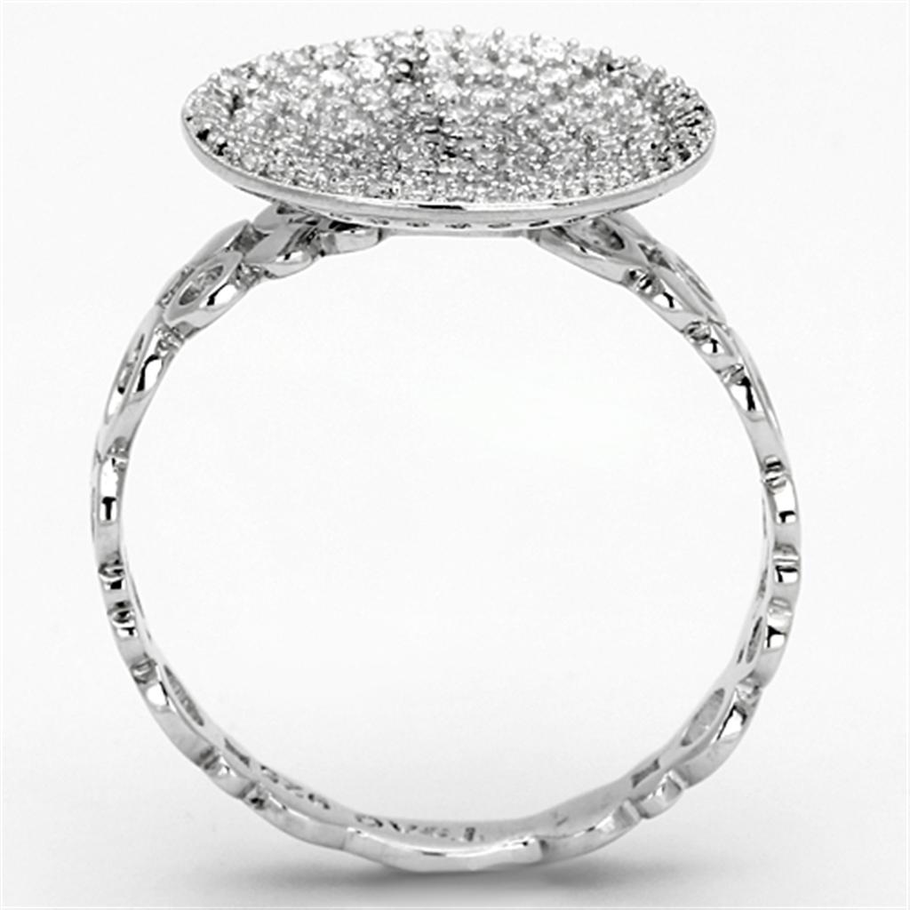 Rhodium 925 Sterling Silver Ring with AAA Grade CZ  in Clear