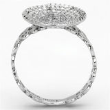 Rhodium 925 Sterling Silver Ring with AAA Grade CZ  in Clear