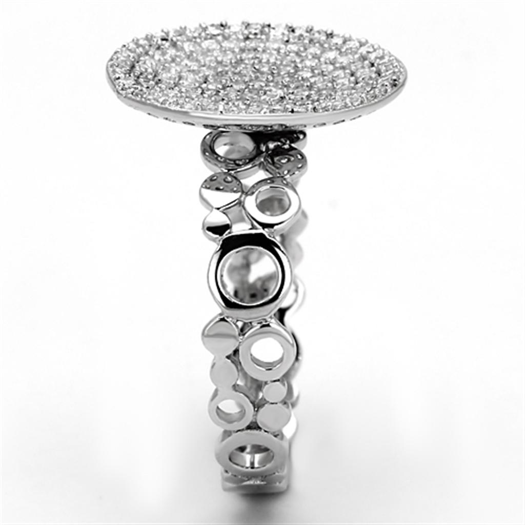 Rhodium 925 Sterling Silver Ring with AAA Grade CZ  in Clear