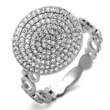 Rhodium 925 Sterling Silver Ring with AAA Grade CZ  in Clear
