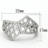 Rhodium 925 Sterling Silver Ring with AAA Grade CZ  in Clear