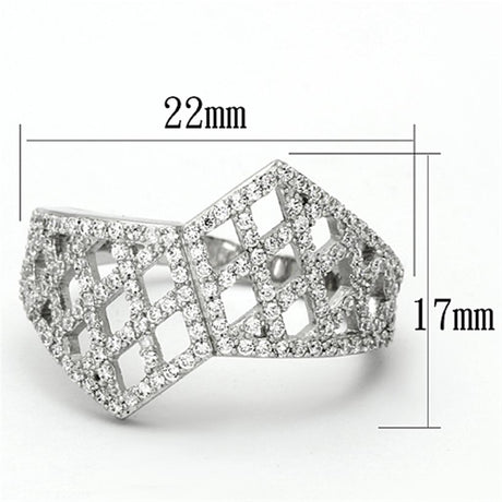 Rhodium 925 Sterling Silver Ring with AAA Grade CZ  in Clear