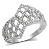 Rhodium 925 Sterling Silver Ring with AAA Grade CZ  in Clear