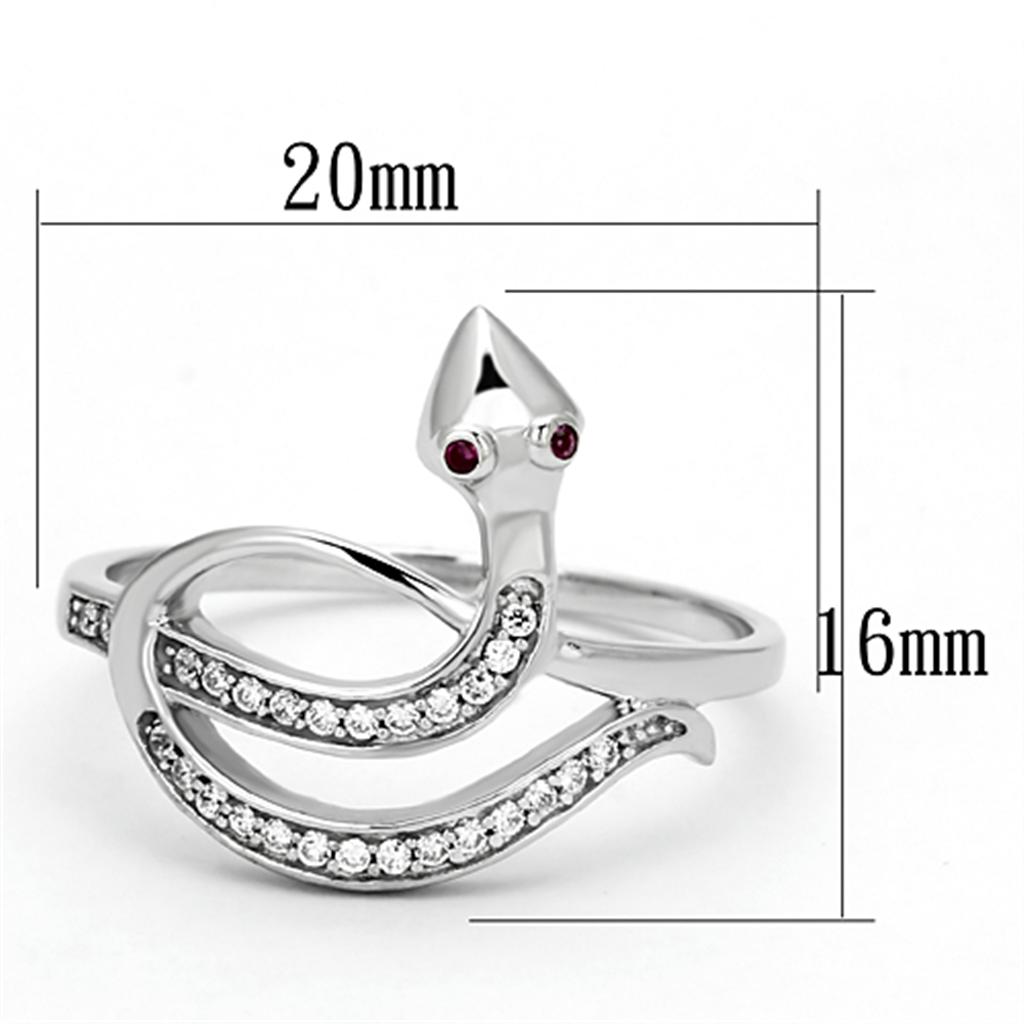 Rhodium 925 Sterling Silver Ring with AAA Grade CZ  in Ruby