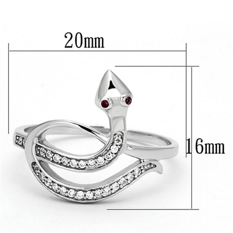 Rhodium 925 Sterling Silver Ring with AAA Grade CZ  in Ruby