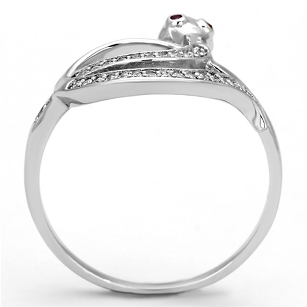 Rhodium 925 Sterling Silver Ring with AAA Grade CZ  in Ruby