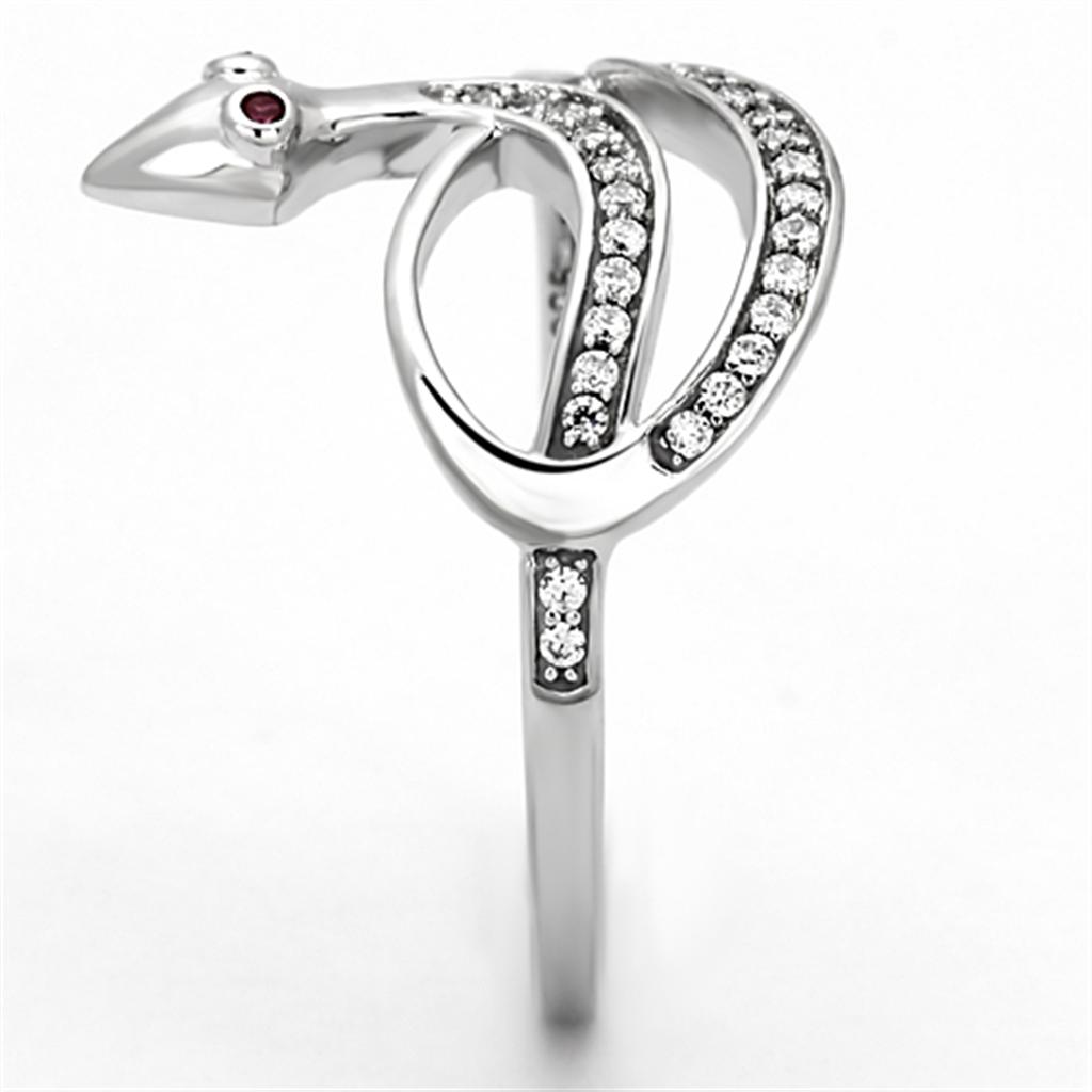 Rhodium 925 Sterling Silver Ring with AAA Grade CZ  in Ruby