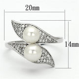 Rhodium 925 Sterling Silver Ring with Synthetic Pearl in Citrine Yellow