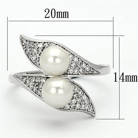 Rhodium 925 Sterling Silver Ring with Synthetic Pearl in Citrine Yellow