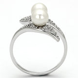 Rhodium 925 Sterling Silver Ring with Synthetic Pearl in Citrine Yellow