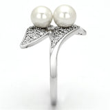 Rhodium 925 Sterling Silver Ring with Synthetic Pearl in Citrine Yellow