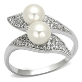 Rhodium 925 Sterling Silver Ring with Synthetic Pearl in Citrine Yellow