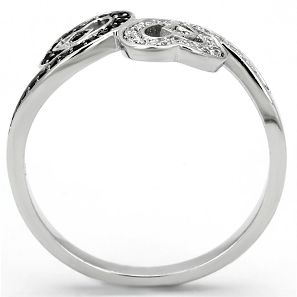 Rhodium 925 Sterling Silver Ring with AAA Grade CZ  in Black Diamond