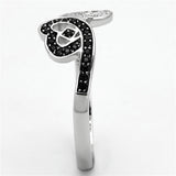 Rhodium 925 Sterling Silver Ring with AAA Grade CZ  in Black Diamond