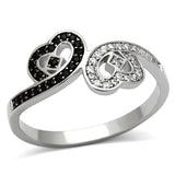 Rhodium 925 Sterling Silver Ring with AAA Grade CZ  in Black Diamond