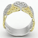 Gold+Rhodium 925 Sterling Silver Ring with AAA Grade CZ  in Champagne