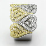 Gold+Rhodium 925 Sterling Silver Ring with AAA Grade CZ  in Champagne