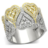 Gold+Rhodium 925 Sterling Silver Ring with AAA Grade CZ  in Champagne