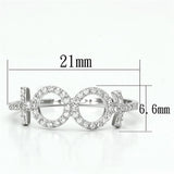Rhodium 925 Sterling Silver Ring with AAA Grade CZ  in Clear