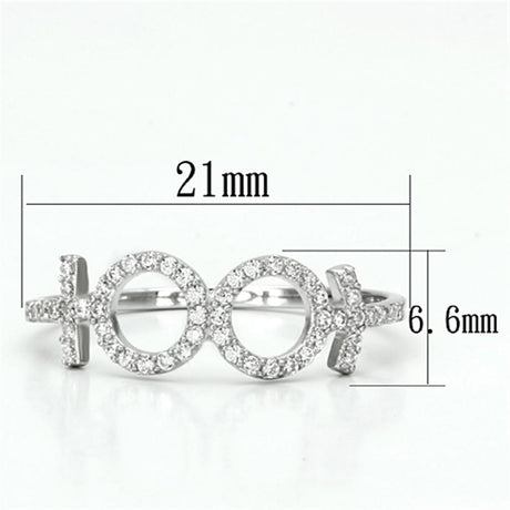 Rhodium 925 Sterling Silver Ring with AAA Grade CZ  in Clear