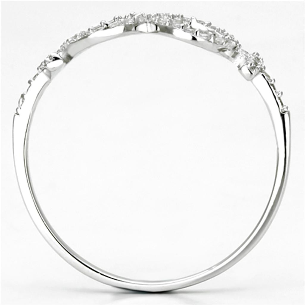 Rhodium 925 Sterling Silver Ring with AAA Grade CZ  in Clear