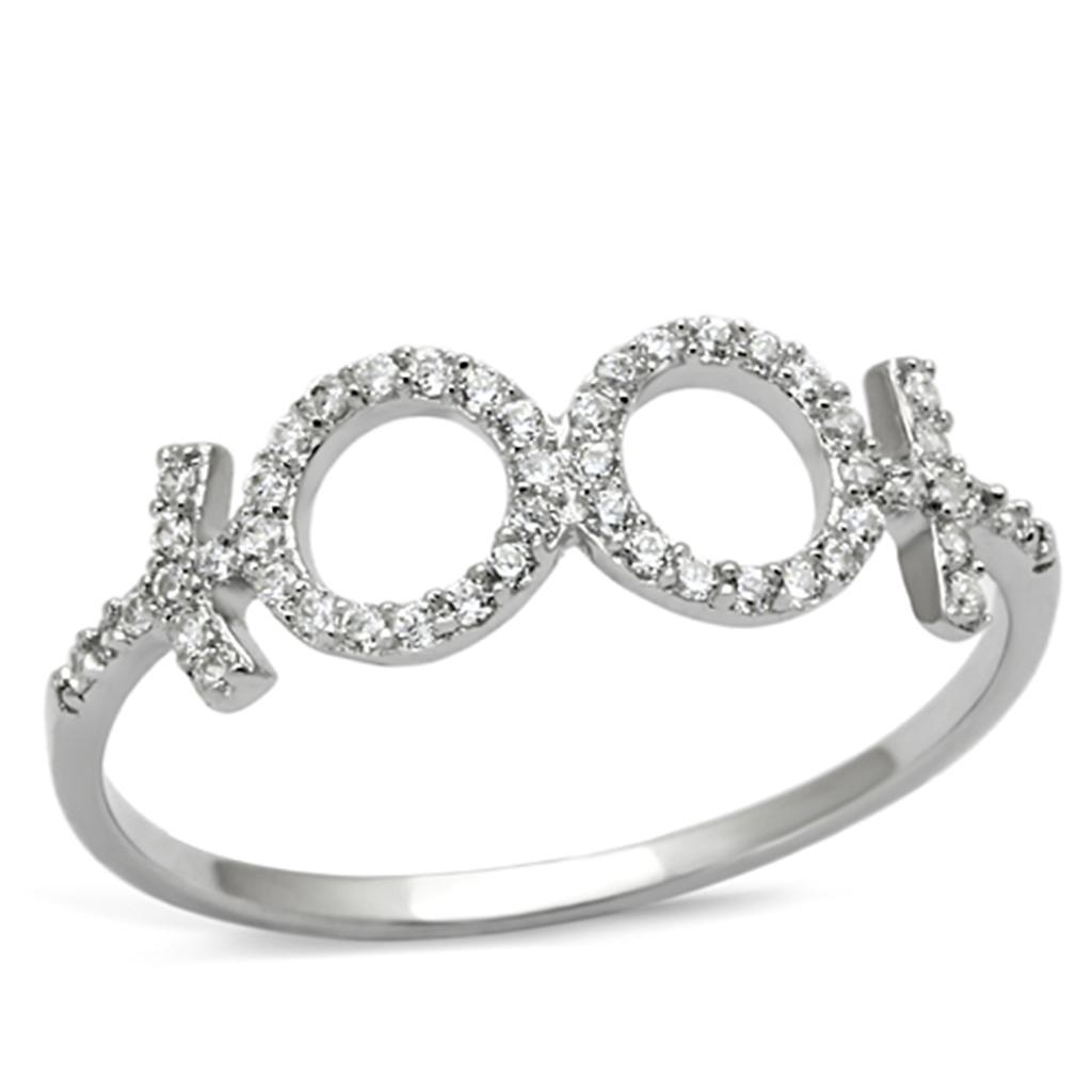 Rhodium 925 Sterling Silver Ring with AAA Grade CZ  in Clear