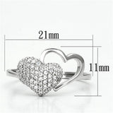 Rhodium 925 Sterling Silver Ring with AAA Grade CZ  in Clear