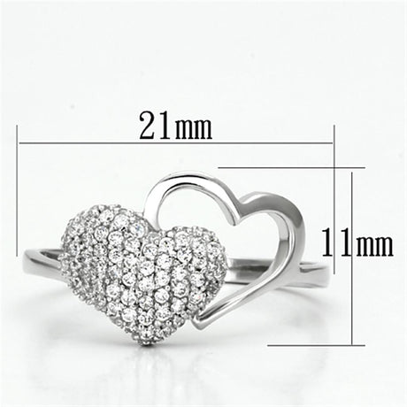 Rhodium 925 Sterling Silver Ring with AAA Grade CZ  in Clear