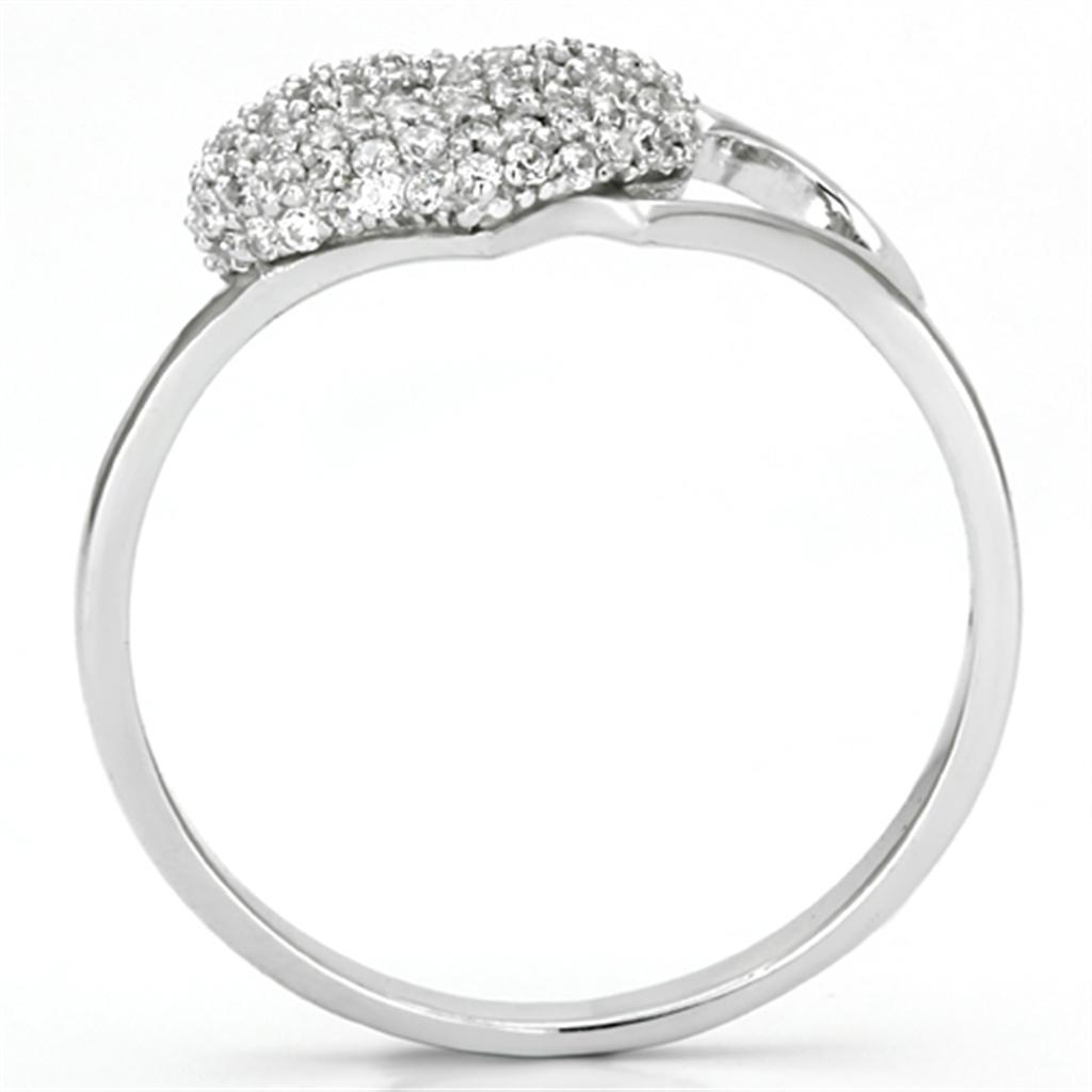 Rhodium 925 Sterling Silver Ring with AAA Grade CZ  in Clear