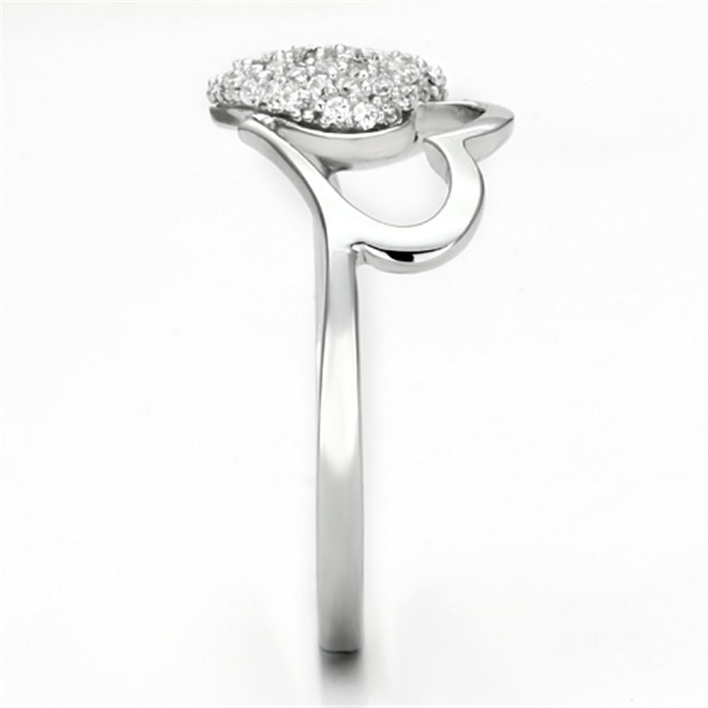 Rhodium 925 Sterling Silver Ring with AAA Grade CZ  in Clear