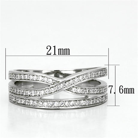 Rhodium 925 Sterling Silver Ring with AAA Grade CZ  in Clear