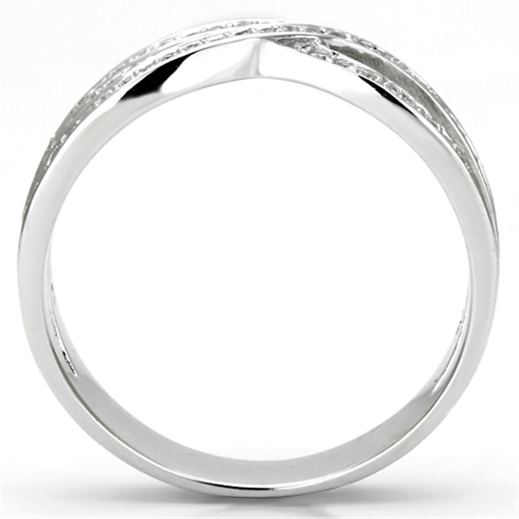 Rhodium 925 Sterling Silver Ring with AAA Grade CZ  in Clear