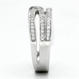 Rhodium 925 Sterling Silver Ring with AAA Grade CZ  in Clear
