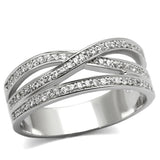 Rhodium 925 Sterling Silver Ring with AAA Grade CZ  in Clear