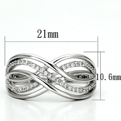 Rhodium 925 Sterling Silver Ring with AAA Grade CZ  in Clear