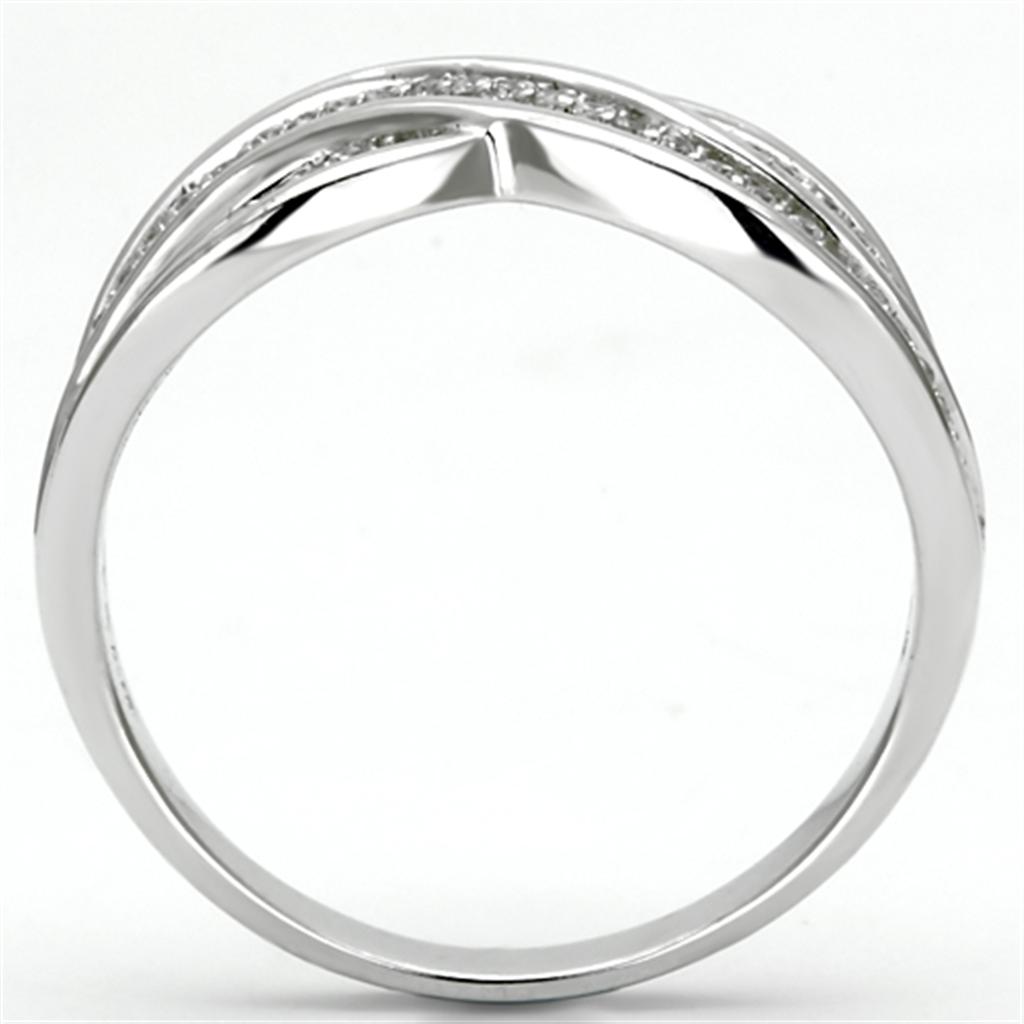Rhodium 925 Sterling Silver Ring with AAA Grade CZ  in Clear