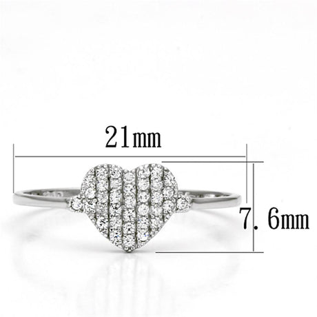 Rhodium 925 Sterling Silver Ring with AAA Grade CZ  in Clear