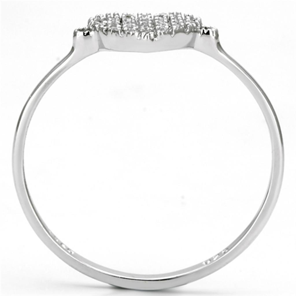 Rhodium 925 Sterling Silver Ring with AAA Grade CZ  in Clear