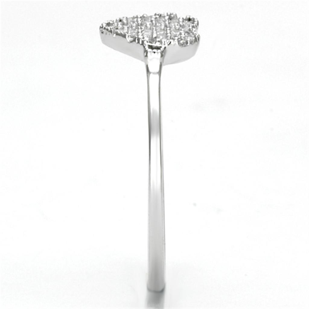 Rhodium 925 Sterling Silver Ring with AAA Grade CZ  in Clear