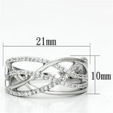 Rhodium 925 Sterling Silver Ring with AAA Grade CZ  in Clear