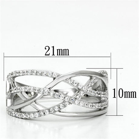 Rhodium 925 Sterling Silver Ring with AAA Grade CZ  in Clear