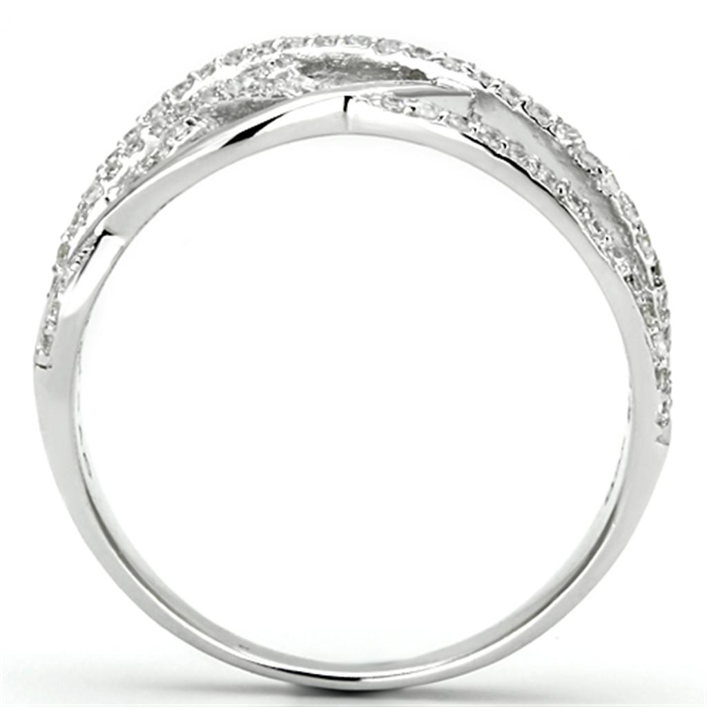 Rhodium 925 Sterling Silver Ring with AAA Grade CZ  in Clear