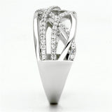 Rhodium 925 Sterling Silver Ring with AAA Grade CZ  in Clear