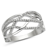 Rhodium 925 Sterling Silver Ring with AAA Grade CZ  in Clear