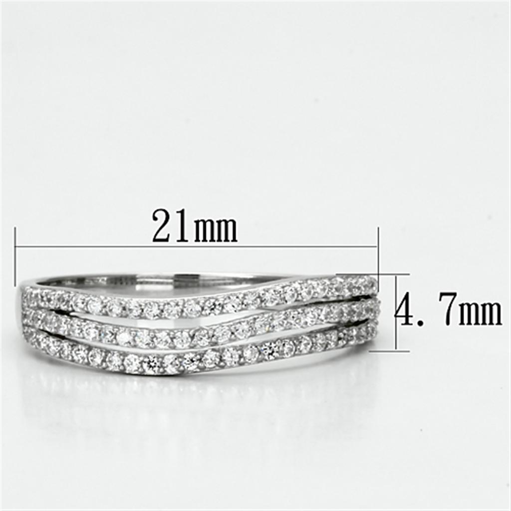 Rhodium 925 Sterling Silver Ring with AAA Grade CZ  in Clear