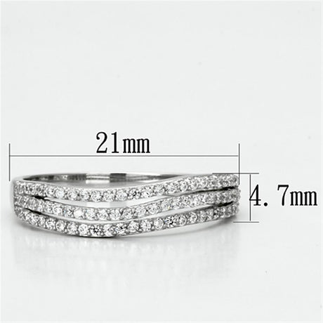 Rhodium 925 Sterling Silver Ring with AAA Grade CZ  in Clear