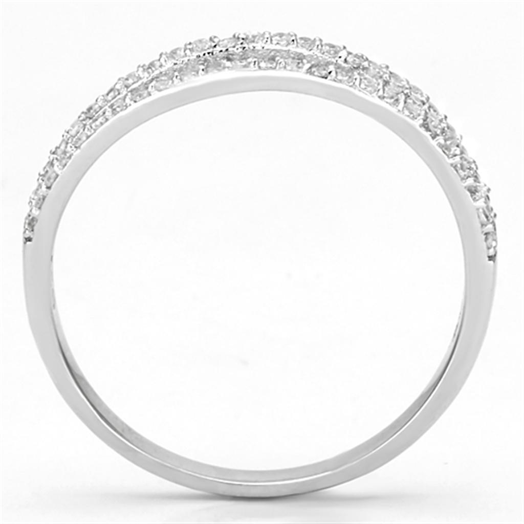 Rhodium 925 Sterling Silver Ring with AAA Grade CZ  in Clear