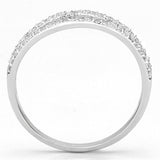 Rhodium 925 Sterling Silver Ring with AAA Grade CZ  in Clear