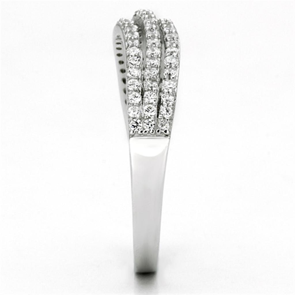 Rhodium 925 Sterling Silver Ring with AAA Grade CZ  in Clear