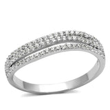 Rhodium 925 Sterling Silver Ring with AAA Grade CZ  in Clear